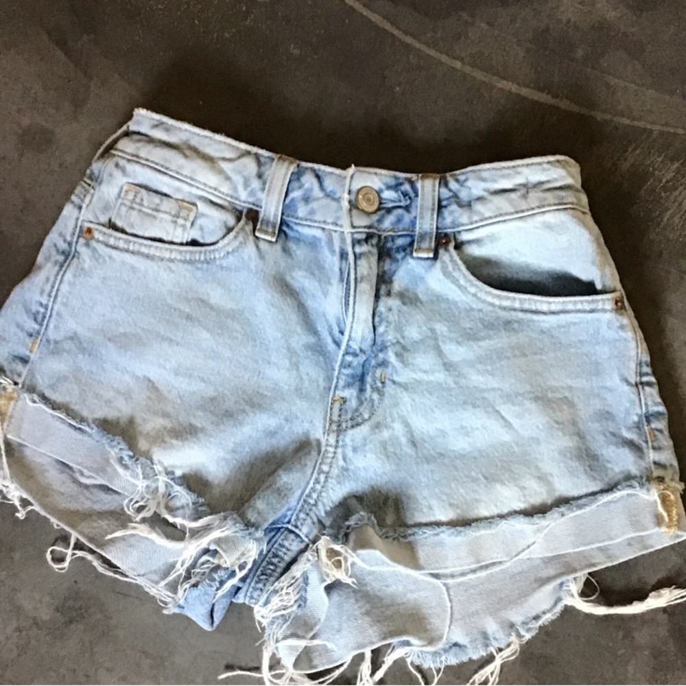 Pacific Sunwear Distressed Light Blue Jean Shorts
